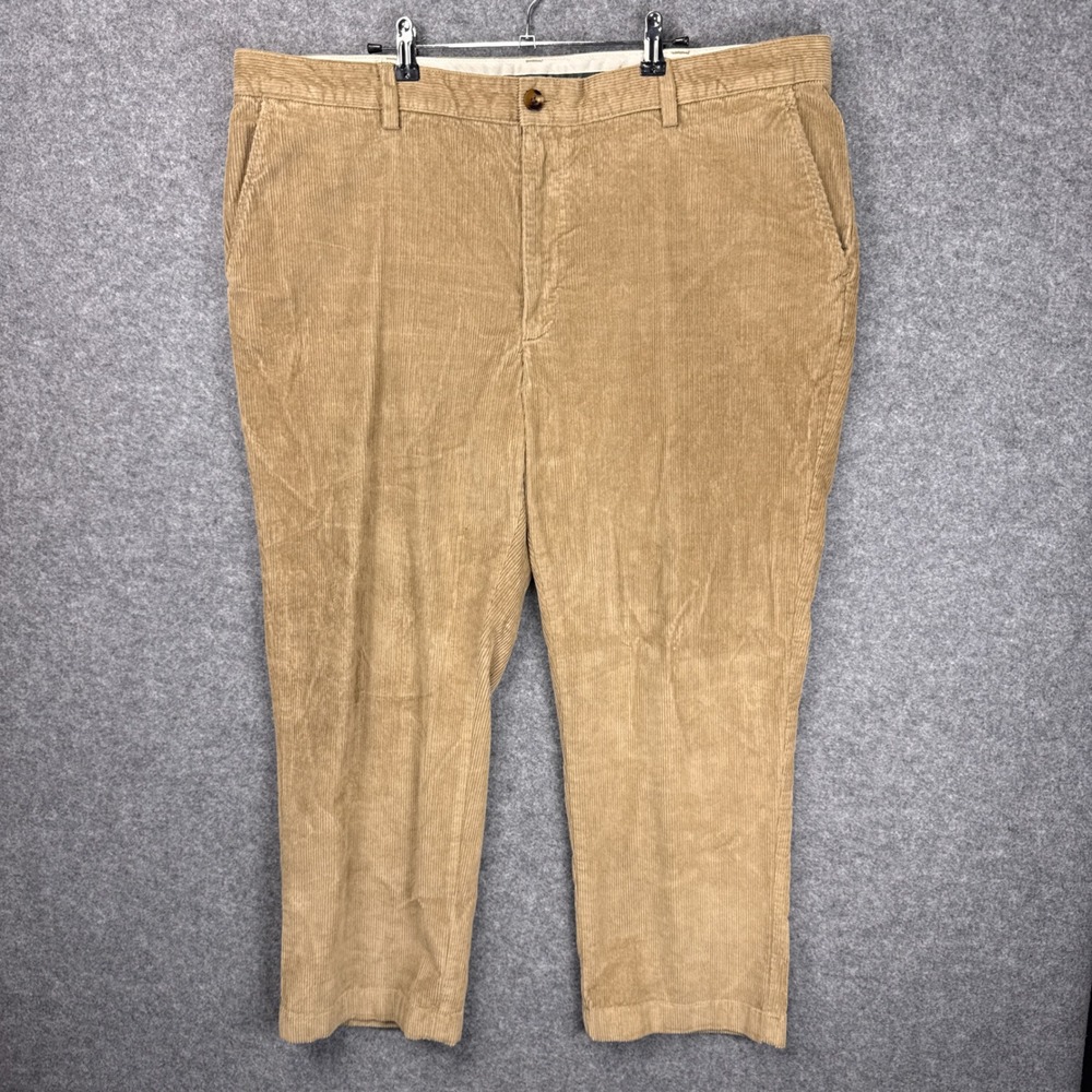 LL Bean Mens 42x28 Classic Fit Corduroy Pants Tan Khaki Stretch Cotton ID502835